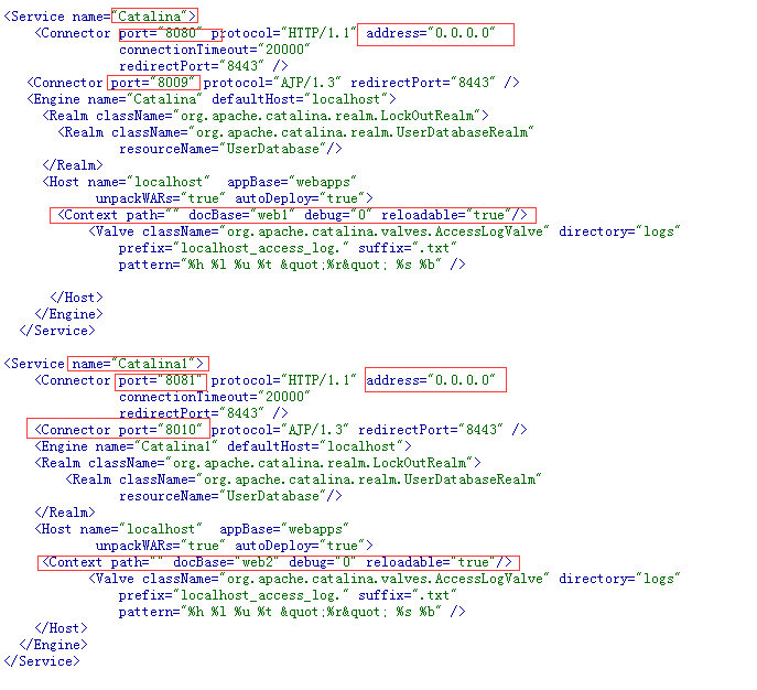 tomcat下部署多个项目每个项目使用不同端口访问
